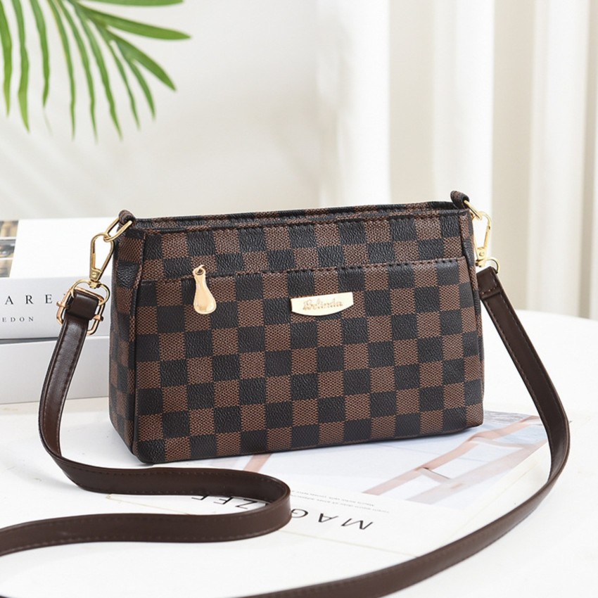 MOMISY Multicolor Sling Bag Sling Bag Brown Black Chess BrownBlack Chess -  Price in India