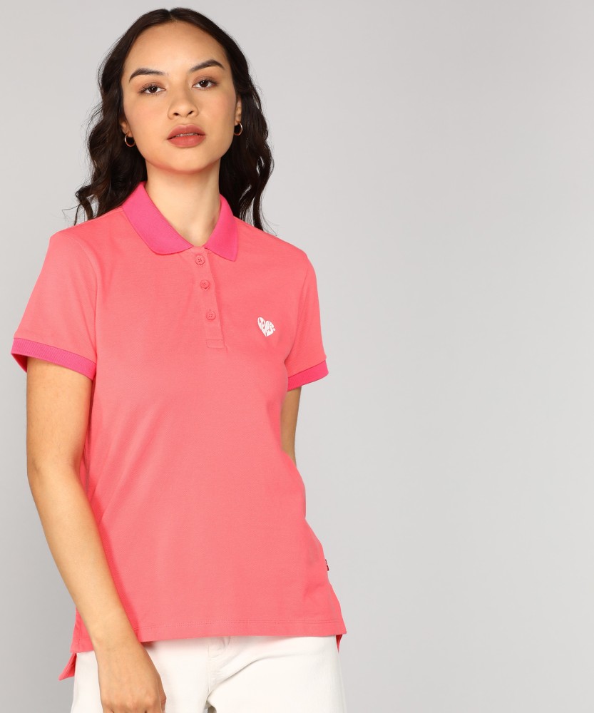 LEVI'S Solid Women Polo Neck Pink T-Shirt - Buy LEVI'S Solid Women Polo  Neck Pink T-Shirt Online at Best Prices in India 