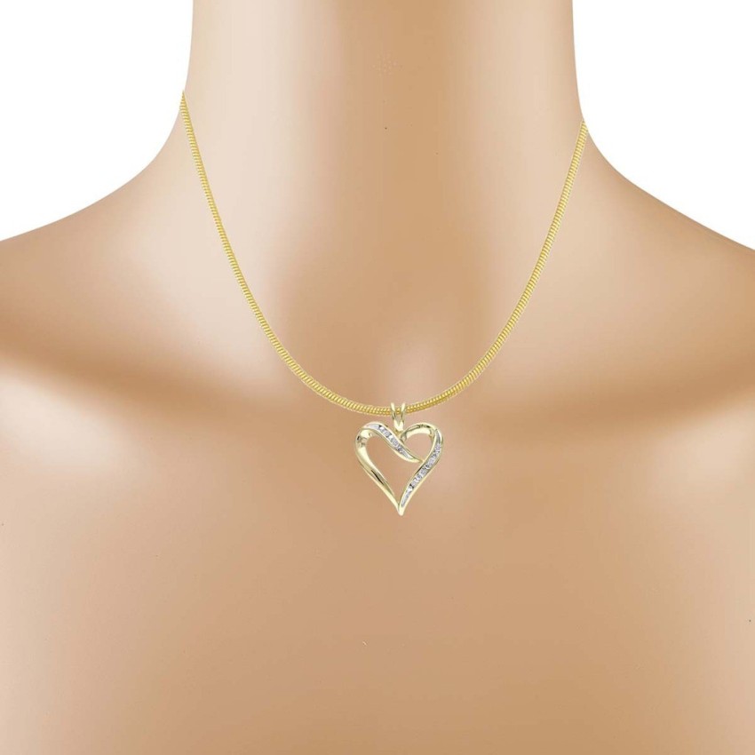 Silver Signity CZ Heart Key Necklace