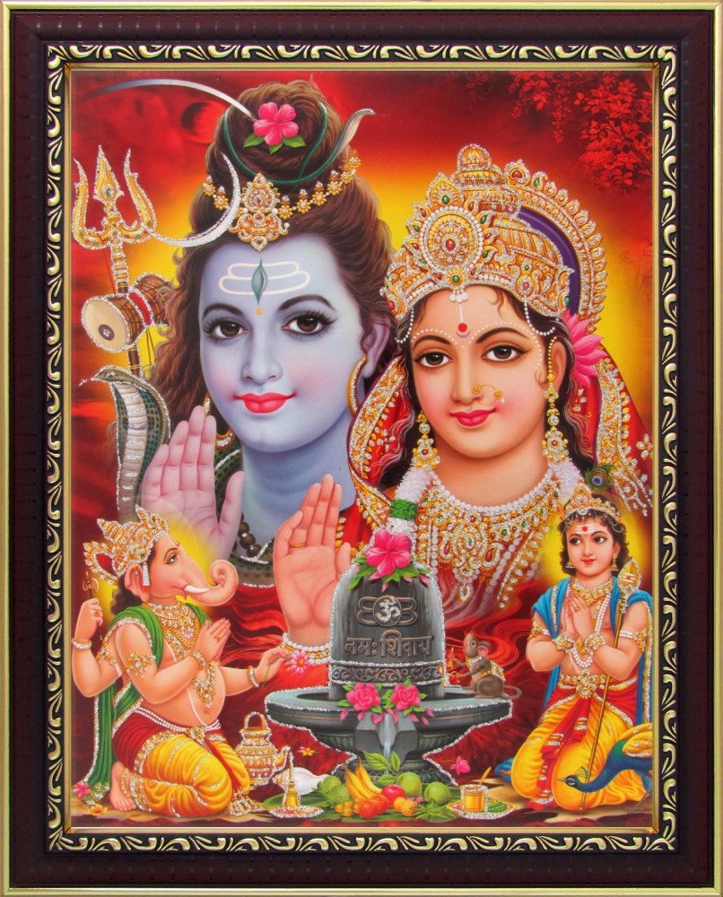 Shiva / Shankar Parvati Ganesha Kartikeya Poster Paper Print - Art ...