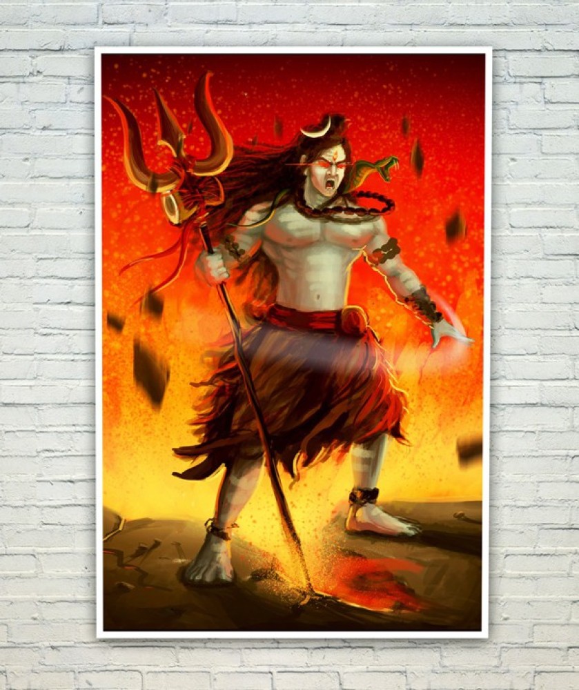 Angry Shiva Art Poster Paper Print - Religious posters in India ...