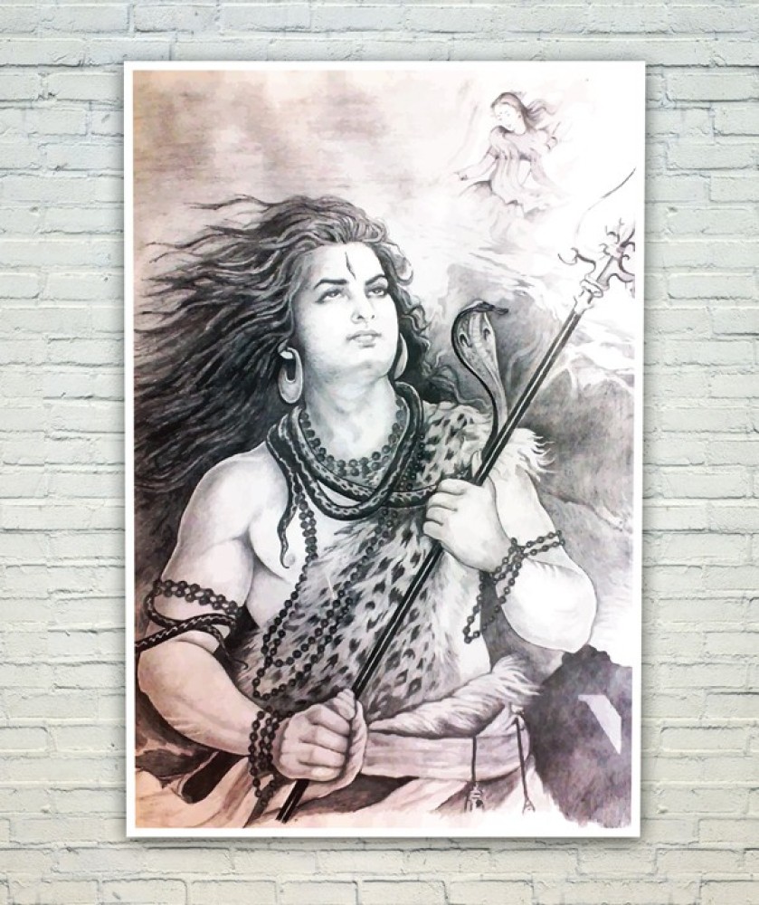 Lord Shiva Sketch Poster Paper Print - Religious posters in India ...