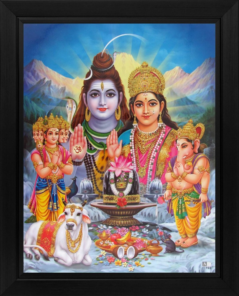 Shiva / Shankar Parvati Ganesha Kartikeya Poster Paper Print - Art ...