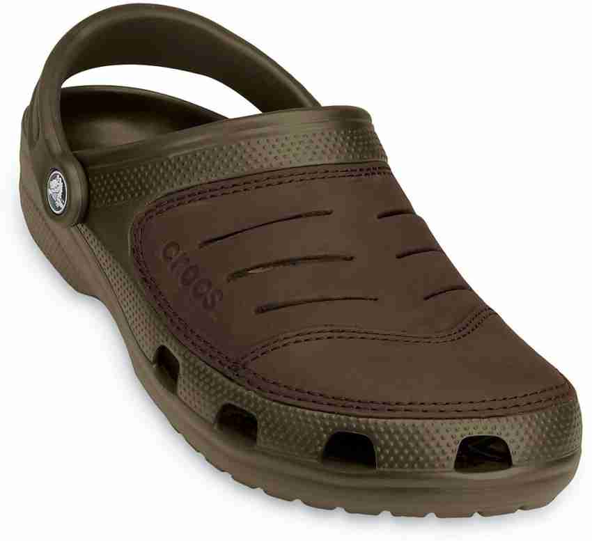 mens brown leather crocs