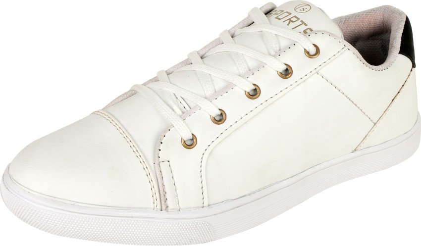 GO21 Low-Top Lace-Up Sneakers For Men (White, 9)