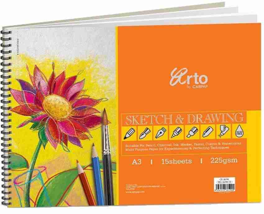 KAMAL A3 Drawing and Sketch Pad for Artists, 120LB/140GSM drawing