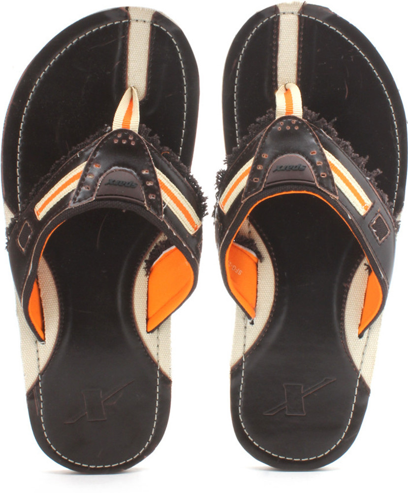 Buy Brown Orange Color Sparx Slippers 