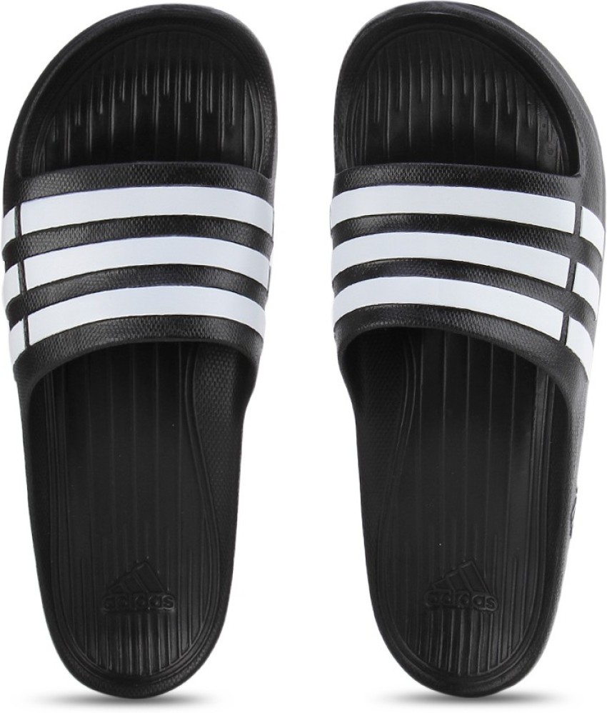 Adidas Duramo Slides Kids Youth Kids Sandals Black White Soccer Beach Sz K3  | eBay