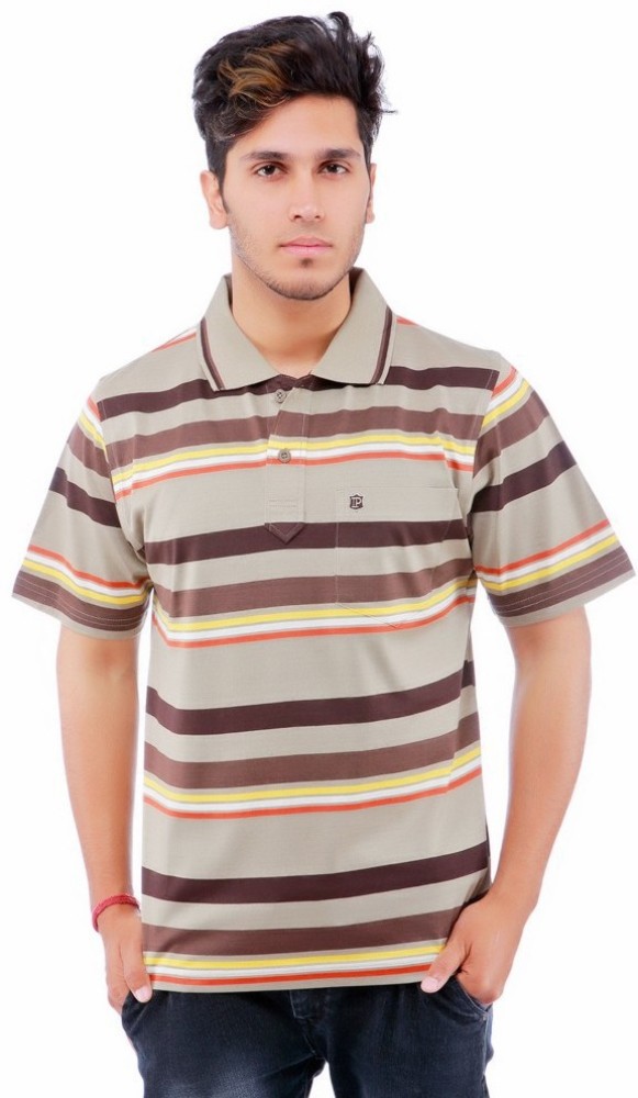 beholder Pest Skeptisk Prinock Striped Men Polo Neck Brown T-Shirt - Buy Brown Prinock Striped Men  Polo Neck Brown T-Shirt Online at Best Prices in India | Flipkart.com