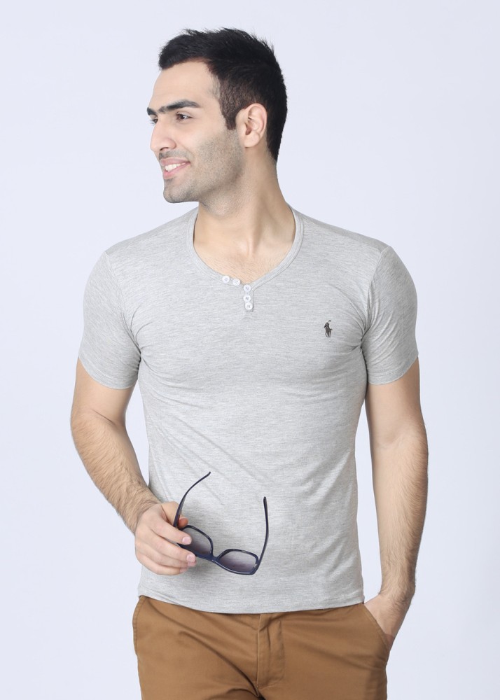 Polo Ralph Lauren Solid Men Henley Neck Grey T-Shirt - Buy Grey Polo Ralph  Lauren Solid Men Henley Neck Grey T-Shirt Online at Best Prices in India |  