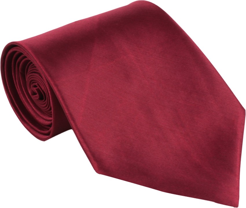 Dark Red Silk Ties - Solid Cherry-Red Necktie 