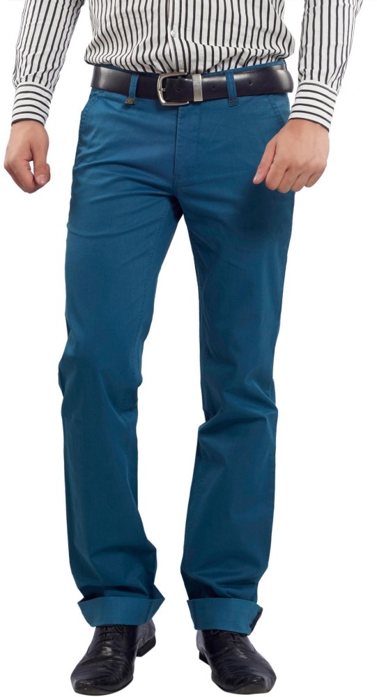 Buy TURTLE Blue Structured Linen Blend Super Slim Fit Mens Trousers   Shoppers Stop