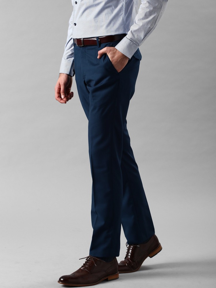 Buy Men Navy Blue Slim Fit Checked Formal Trousers online  Looksgudin