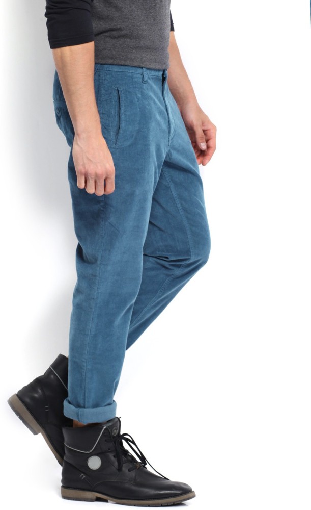 Buy Men Brown Corduroy Trousers Slim Fit online  Looksgudin