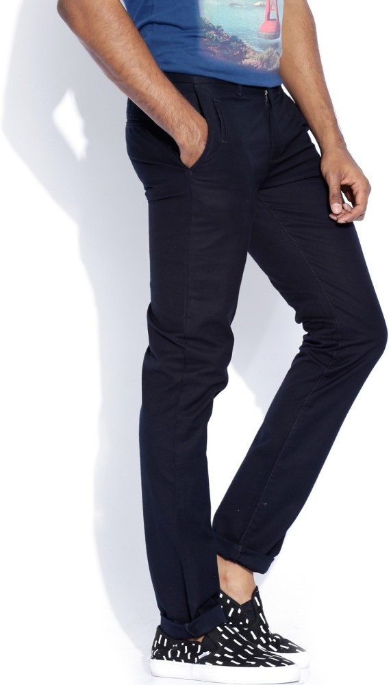 Buy UNITED COLORS OF BENETTON Textured Polyester Viscose Slim Fit Mens  Casual Trousers  Shoppers Stop