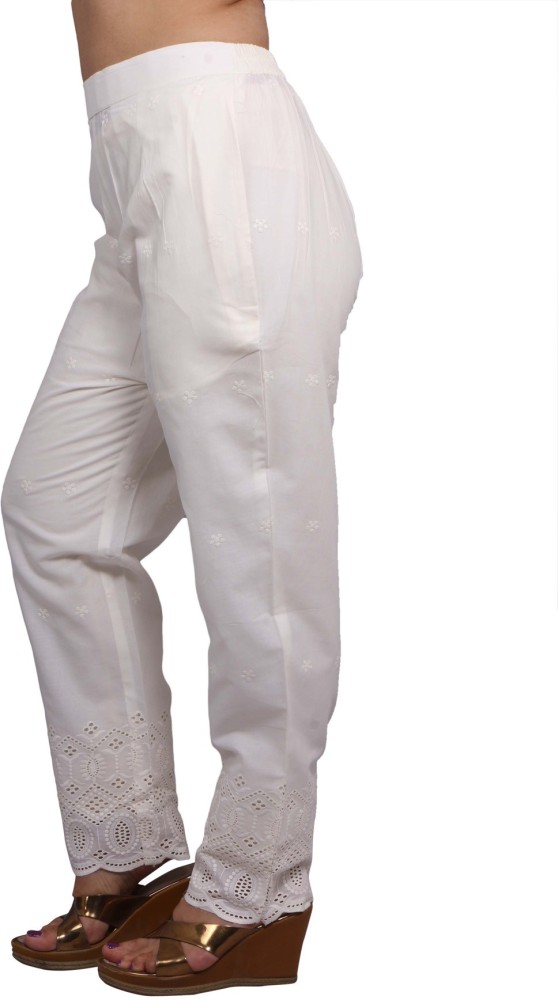 Buy JUNIPER Off White Womens Straight Fit Solid Hakoba Pants  Shoppers Stop