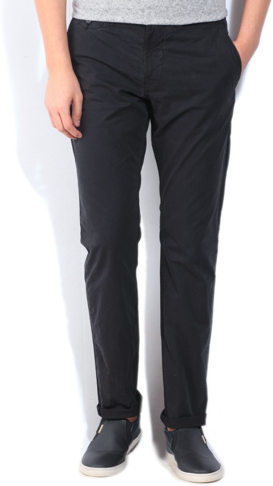 Buy French Connection Dark Blue Slim Fit Cotton Trousers for Men Online   Tata CLiQ