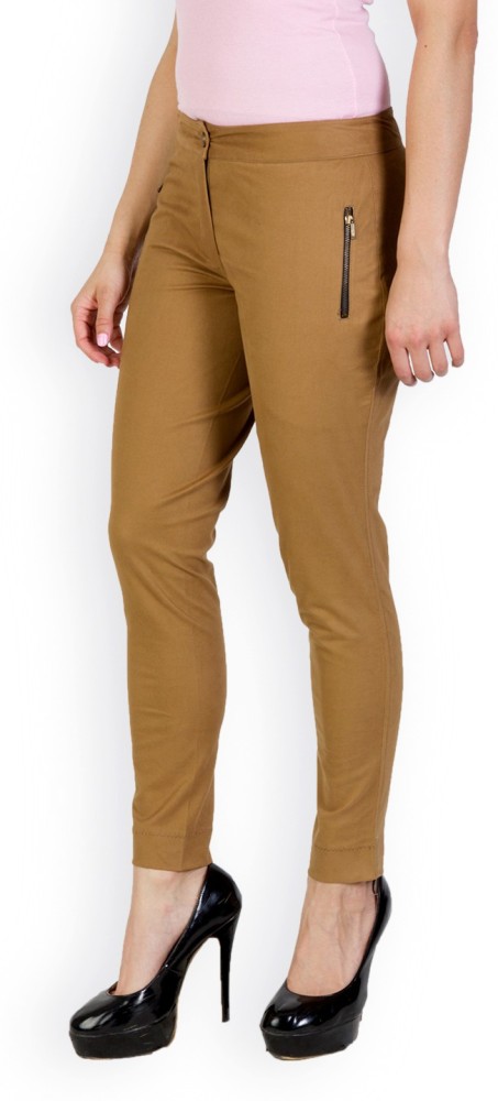 Buy FNOCKS Regular Fit Girls Trousers Pant Front Button  Zip Back Side  Elastic Dark Orange at Amazonin