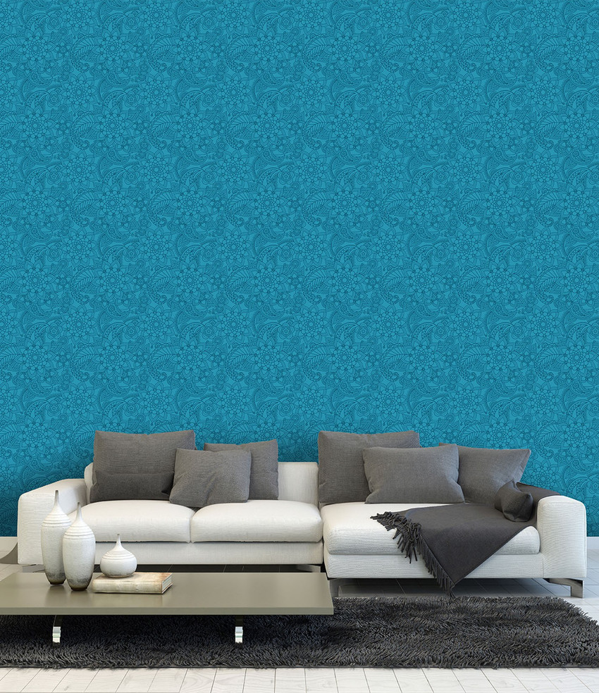 Image showcasing Wave Line Removable Self-Adhesive Wallpaper for Bedroom & Living Room ...