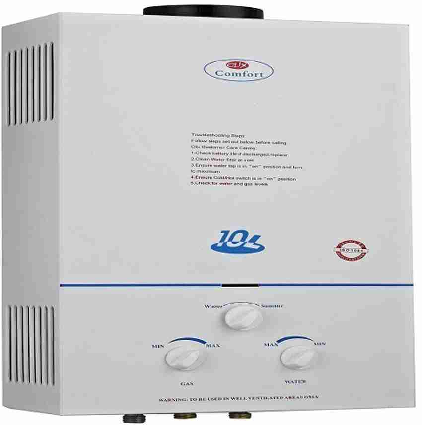 Clix 6 L Instant Water Geyser (CLIX COMFORT R6Z-6L' Domestic Instant Water  Heating Gas Geyser, White) Price in India - Buy Clix 6 L Instant Water  Geyser (CLIX COMFORT R6Z-6L' Domestic Instant Water Heating Gas Geyser,  White) online at Flipkart.com
