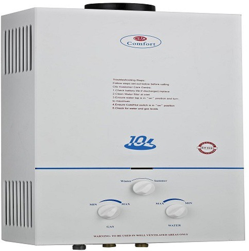 Clix 6 L Instant Water Geyser (CLIX COMFORT R6Z-6L' Domestic Instant Water  Heating Gas Geyser, White) Price in India - Buy Clix 6 L Instant Water  Geyser (CLIX COMFORT R6Z-6L' Domestic Instant