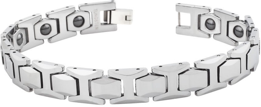 Peora Mens Silver Tungsten Bracelet 98313html  Buy Peora Mens Silver  Tungsten Bracelet 98313html online in India