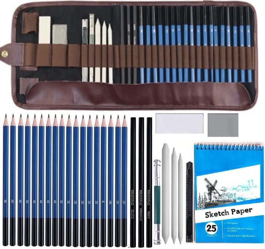 Corslet 47 Pieces Drawring Set Pencil Kit Professional Graphite