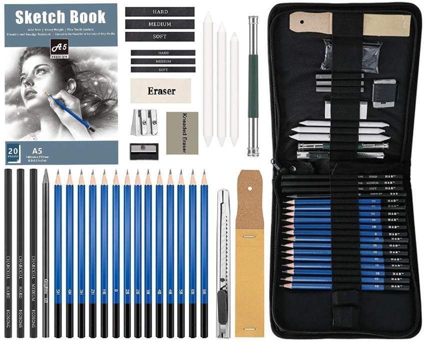 48 pcs Drawing Pencils Kit Sketch Set,Artists Sketching Pencil Set