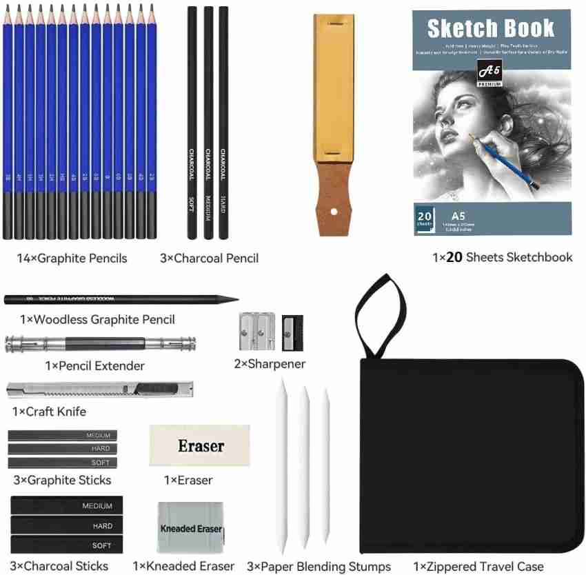 Wynhard 35 Pcs Drawing Pencils for Artist Sketching Tools  Set Sketch Pencil Set - Drawing Pencils for Artist Sketch Pencil Set  Sketching Set for Artist