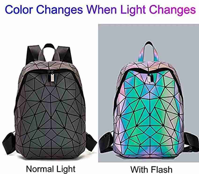 Buy Corceptive Synthetic Geometric Holographic Reflective Backpack, Color  Changing Bag