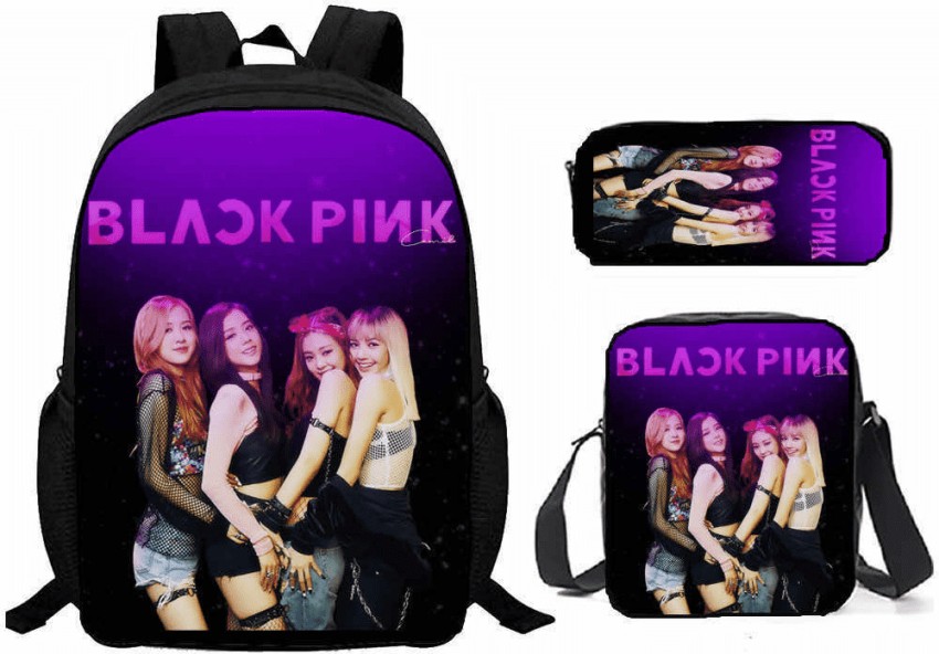 Zokar Combo Beautiful Pink Bts And Black (Blackpink text) Bag For Girls  (Pack of 2) 20 L Backpack Black - Price in India