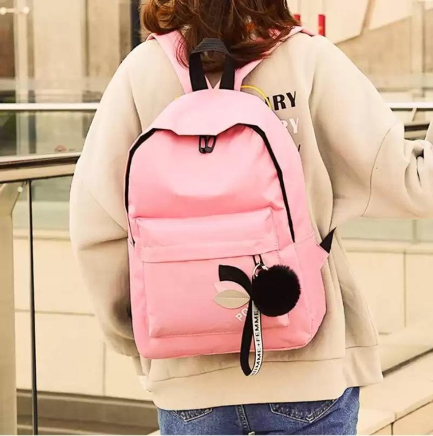 Pink And Grey Kids Girl Backpack School Bag