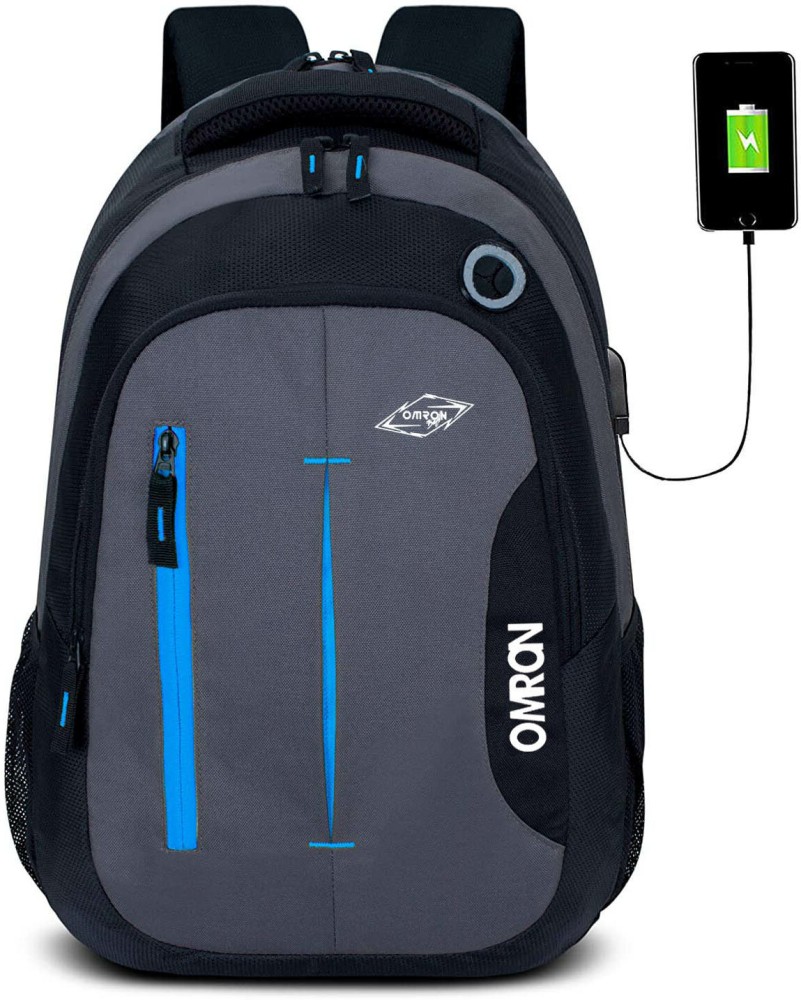 OMRON BAGS Laptop Backpack With Usb Charging Port Water Resistant with  College Computer Bag for Men  Women Grey 40 L Laptop Backpack Grey   Price in India  Flipkartcom