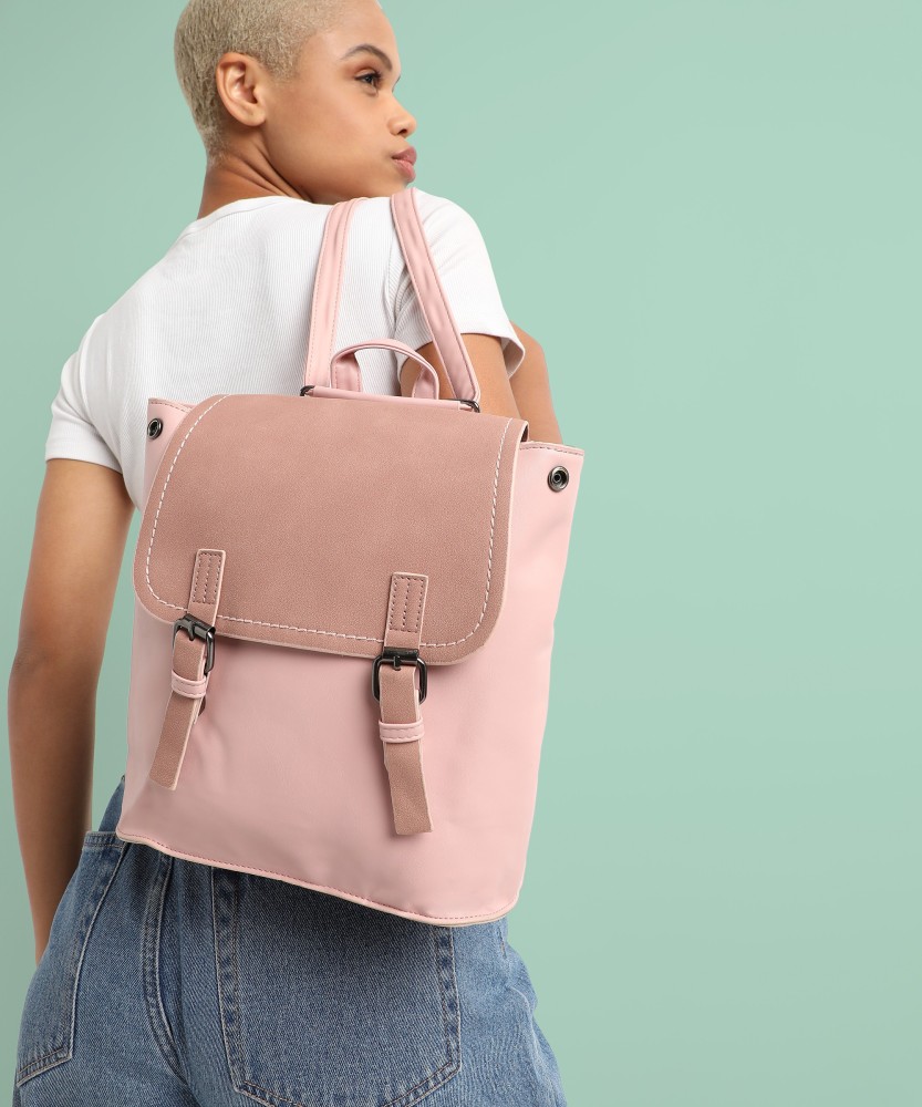 Pink faux outlet leather backpack