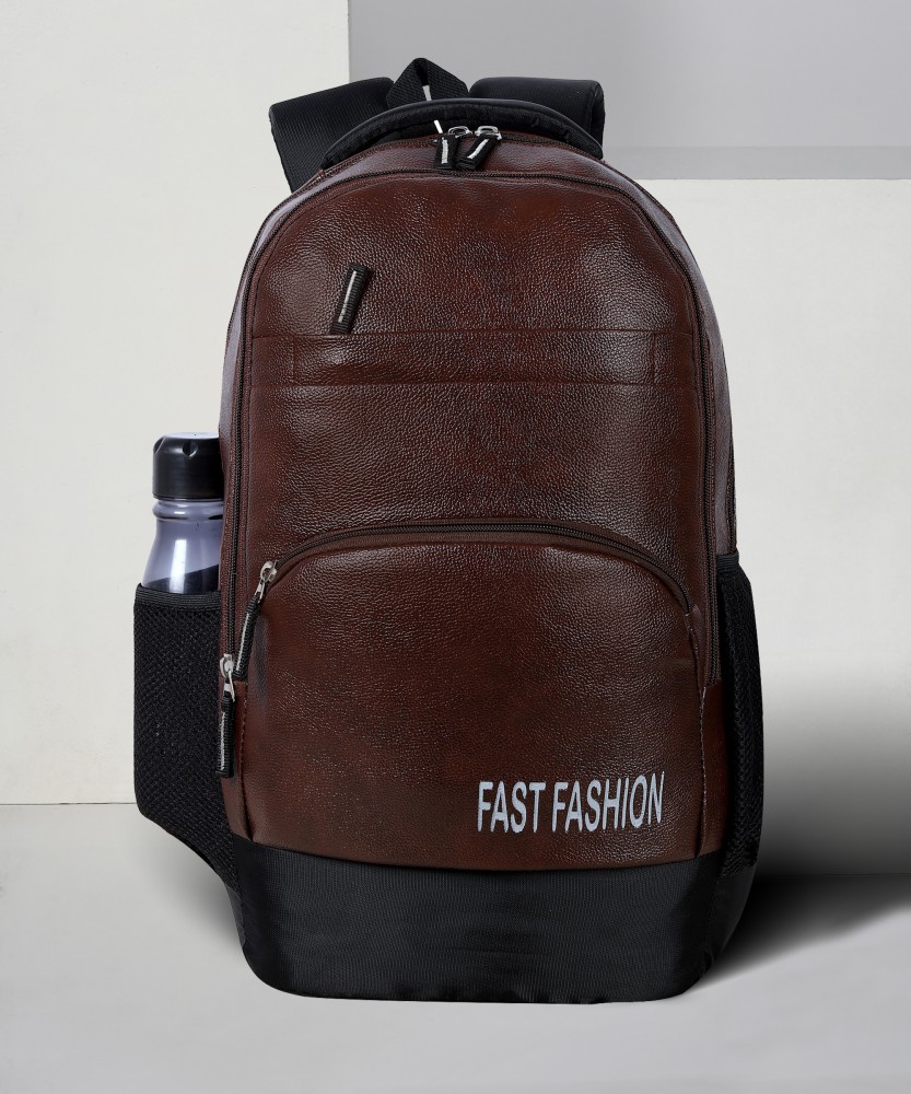 Logo-print faux leather backpack