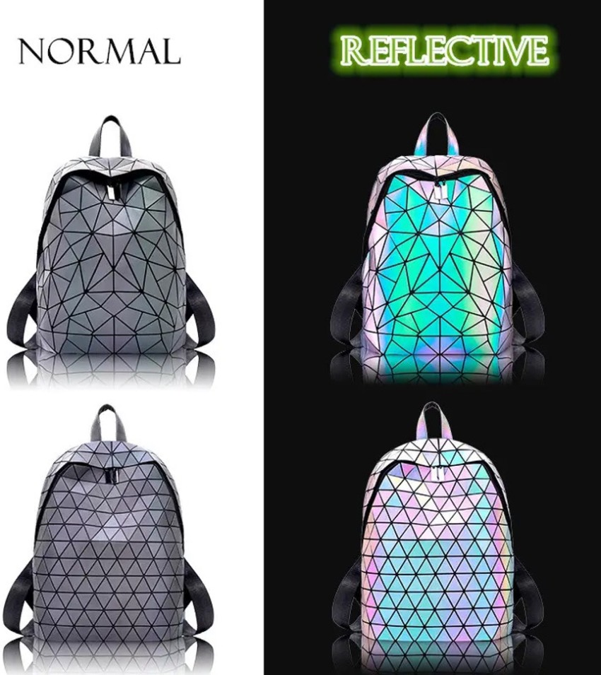 BATCAT Luminous Geometric Holographic Reflective Backpack Color Changing Bag  25 L Backpack - Price History