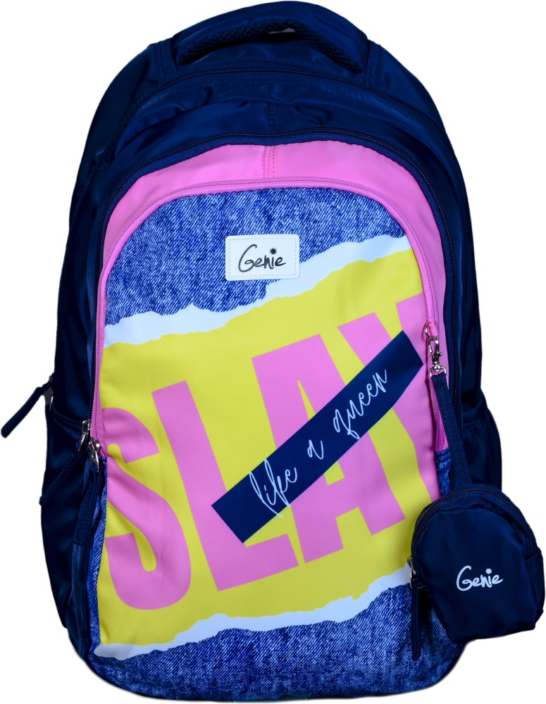 Buy Genie Girls Blue Printed 15 Inches Small Backpack With Zip Pouch -  Backpacks for Girls 9862725 | Myntra