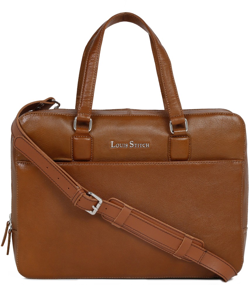 LOUIS STITCH Tan Italian Leather Laptop Bag for Men  Multipurpose Bag - Multipurpose Bag