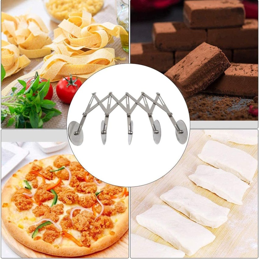  7 Wheel Stainless Steel Pastry Cutter,Expandable Pizza  Slicer,Adjustable Cutter Roller Cookie Dough Cutter Divider: Home & Kitchen