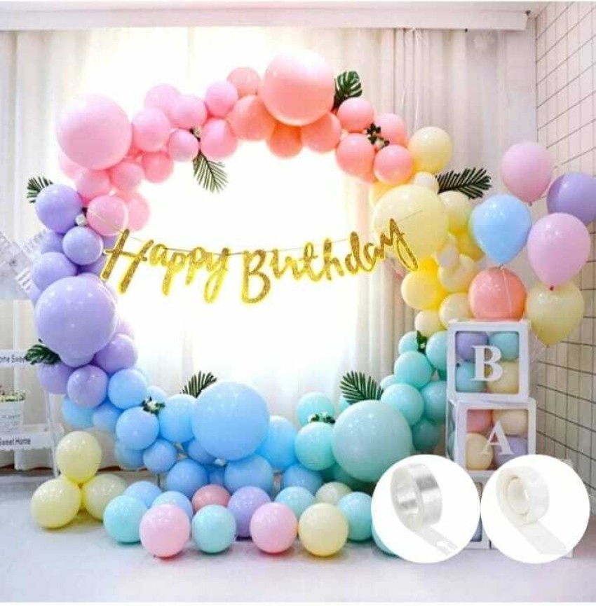 Birthday Decoration Multicolor 65 Pcs Combo - Party Decorations Items