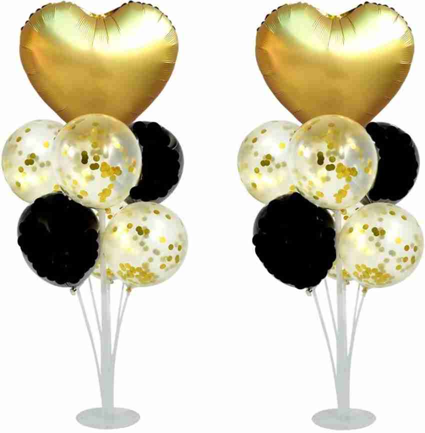 TONIFUL Table Centerpiece Balloons Stand Kit Include Black Gold Latex  Confetti Balloons and Foil Crown Balloon for Birthday 2023 Graduation