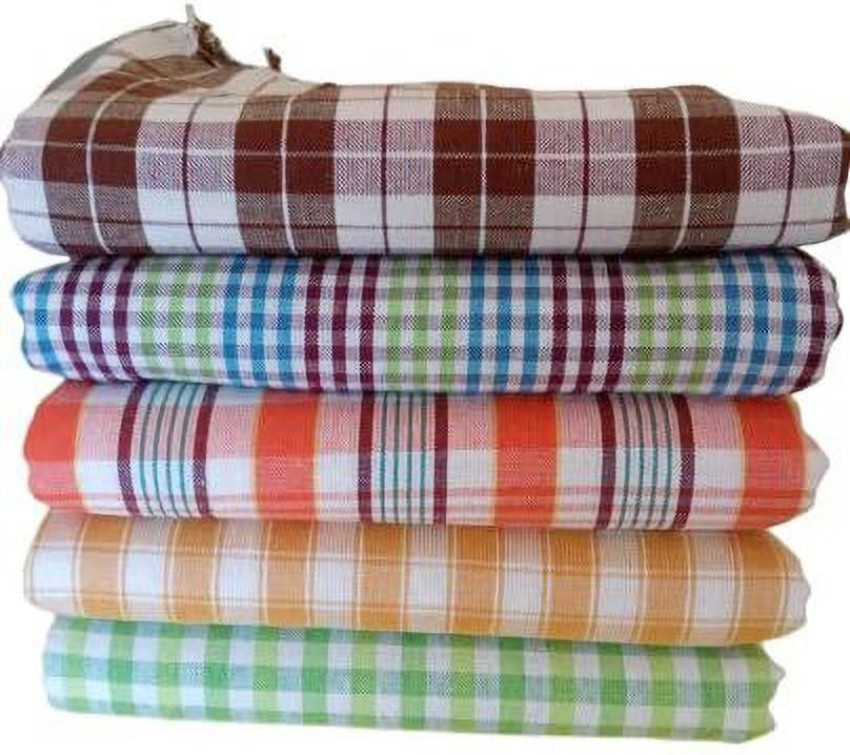 Multicolor, Cotton Gamcha Bath Towels (35 x 71 Inches, XXL Size, Pack of 5)