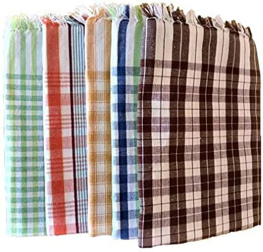 Multicolor, Cotton Gamcha Bath Towels (35 x 71 Inches, XXL Size, Pack of 5)