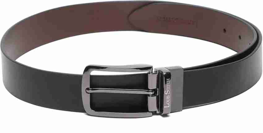 LOUIS STITCH Men Formal Black Genuine Leather Reversible Belt SL Nickel -  Price in India