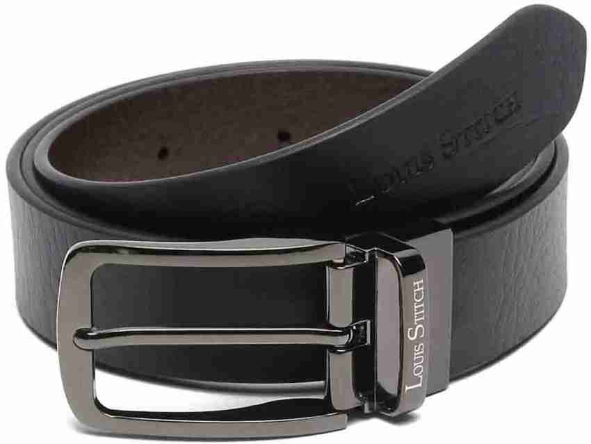 Louis Stitch Men Formal Black Genuine Leather Reversible Belt