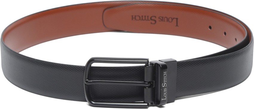 Louis Stitch Men Formal Black Genuine Leather Reversible Belt