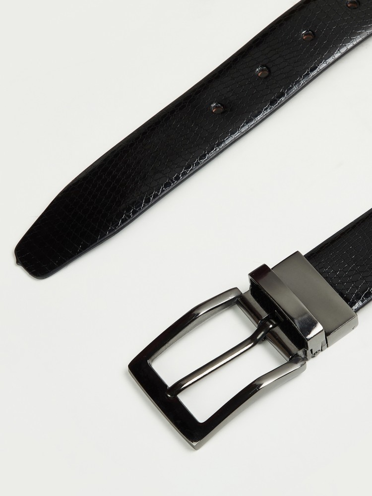 Men's Matte Black Leather Belt With Silver Buckle Belt 