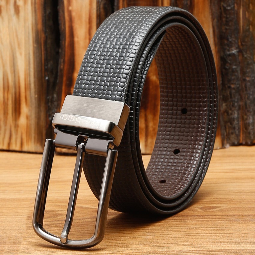 Louis Stitch Men Casual Black Genuine Leather Reversible Belt