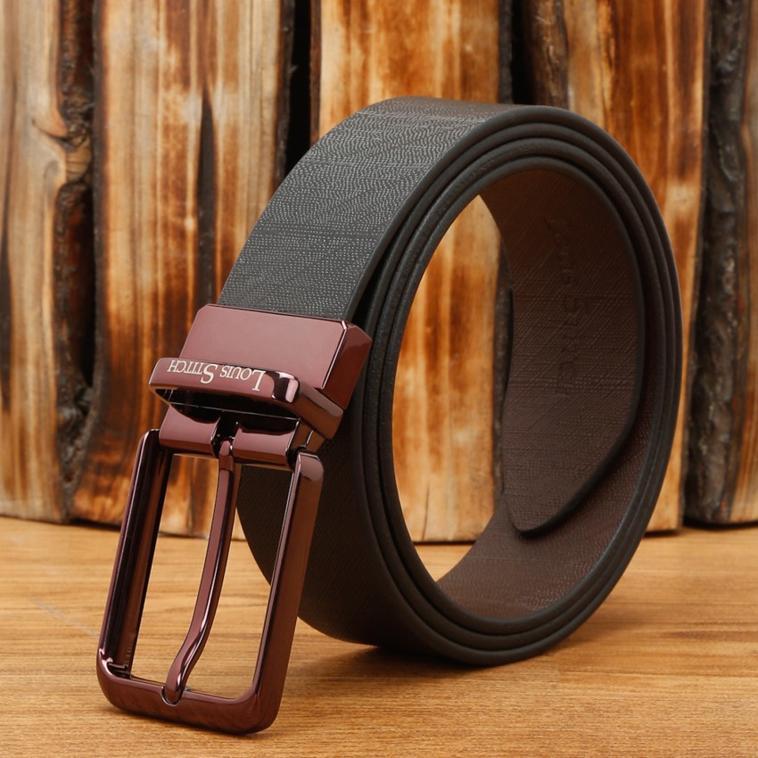 Louis Stitch Men Formal Black Genuine Leather Reversible Belt