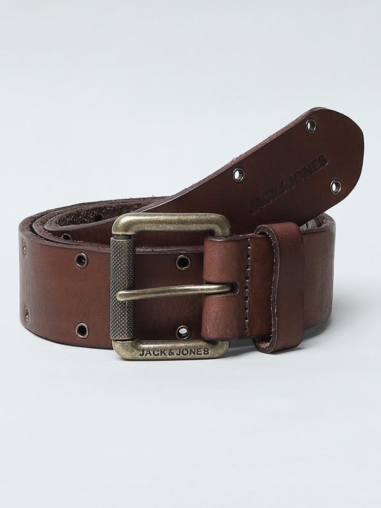 JACK & JONES Men Brown Genuine Leather Belt Brown Stone - Price in